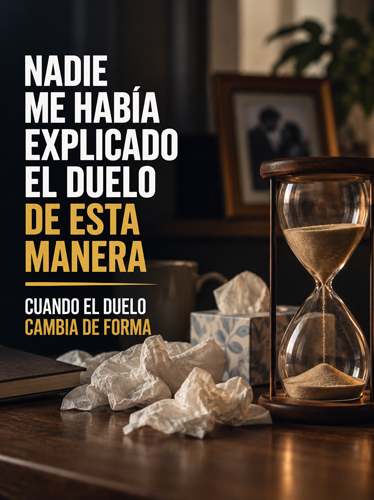 Un reloj de arena junto a un montón de pañuelos usados.