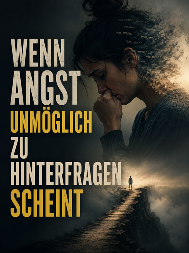 Verängstigte Frau stellt sich vor, auf einer gefährlichen Bergstraße festzustecken.