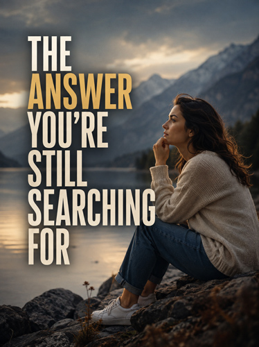 Woman sitting on shoreline thinking.