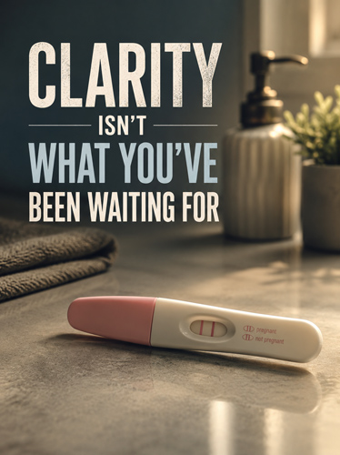 A positive pregnancy test sitting on a counter