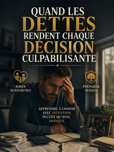 Un homme assis à une table, accablé par une pile de factures.