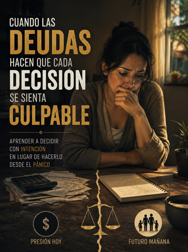 Mujer sentada a la mesa, angustiada por cómo pagar las cuentas.