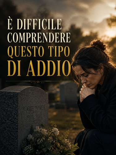 Donna sconvolta nel cimitero