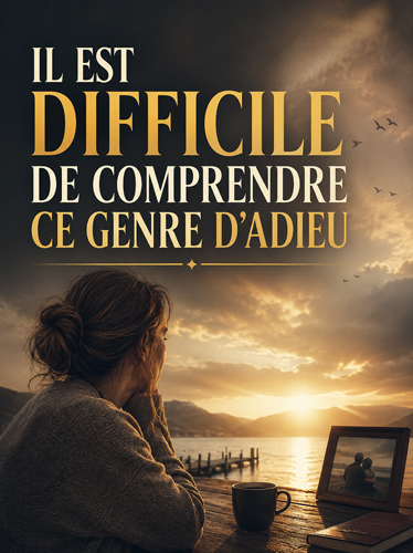 Une femme assise à une table, regardant le coucher du soleil sur le lac.