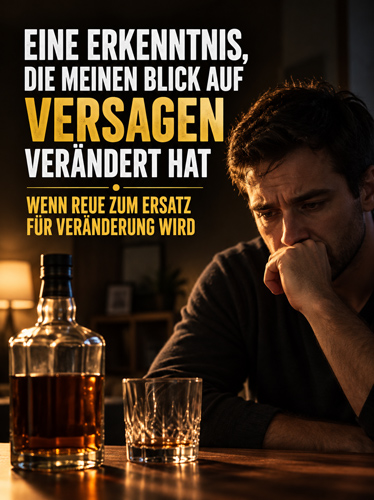 Ein Mann starrt auf eine Flasche Alkohol und kämpft dagegen an, zu trinken.