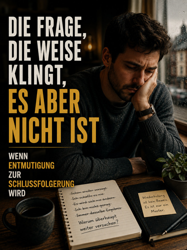 Ein Mann sitzt gestresst wegen der Zukunft am Tisch.