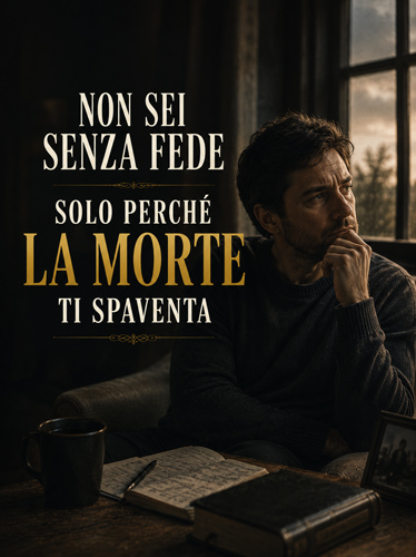 Uomo immerso nei pensieri accanto alla Bibbia