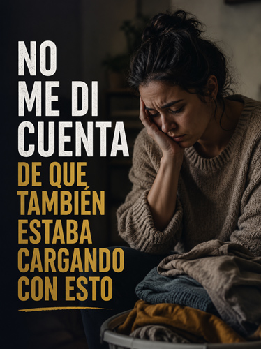 Mujer agotada junto a una pila de ropa sucia con la mano en la cara