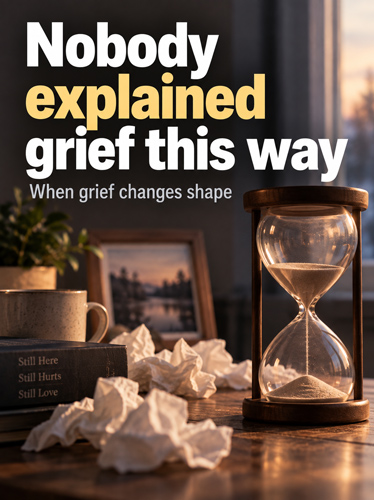An hourglass next to a pile of used tissues.