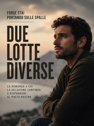 Un uomo riflette profondamente mentre osserva una baia.