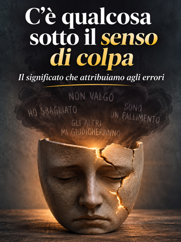 Un volto di ceramica spezzato, con una nuvola di parole che fuoriesce dalla parte superiore.