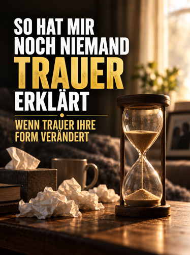 Eine Sanduhr neben einem Haufen benutzter Taschentücher.
