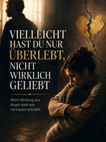 Eine Frau kauert in einer Ecke, mit einem gebrochenen Herzen an der Wand hinter ihr.
