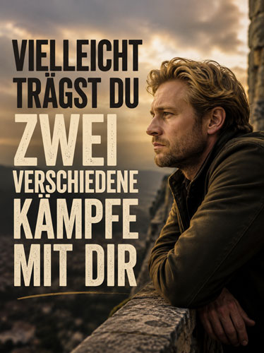 Ein Mann denkt tief nach, während er auf die Landschaft blickt.