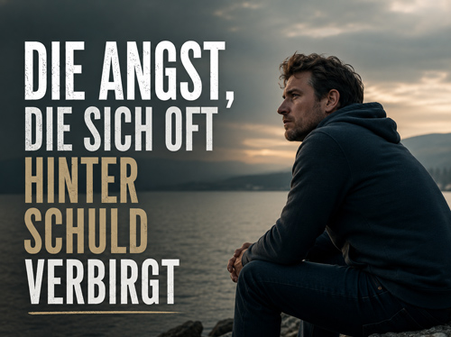 Ein Mann sitzt am See und denkt tief nach.