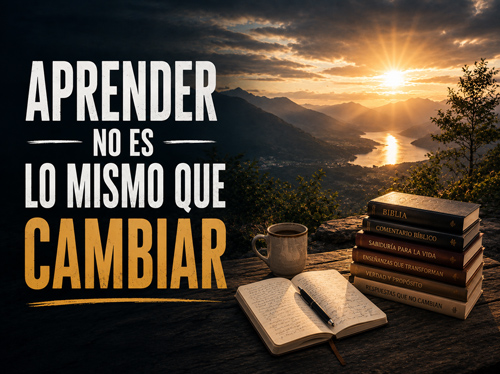 Mesa con la Biblia y otros libros junto a un lago al atardecer.