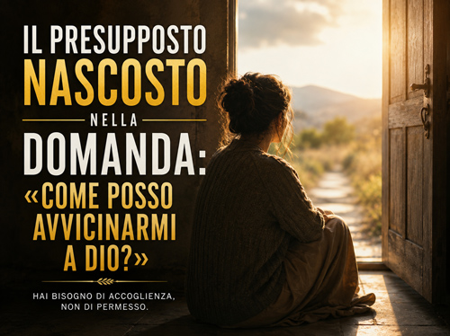 Donna seduta in una stanza buia, vicino a una porta che dà su una giornata di sole.