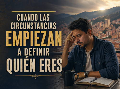 Un hombre está sentado a la mesa, pensativo, con un libro abierto.