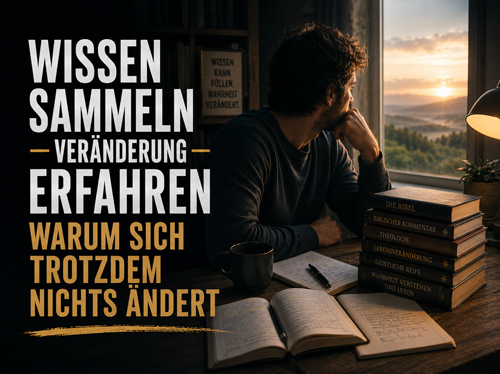 Mann, der beim Studium der Bibel aus dem Fenster über die Stadt blickt