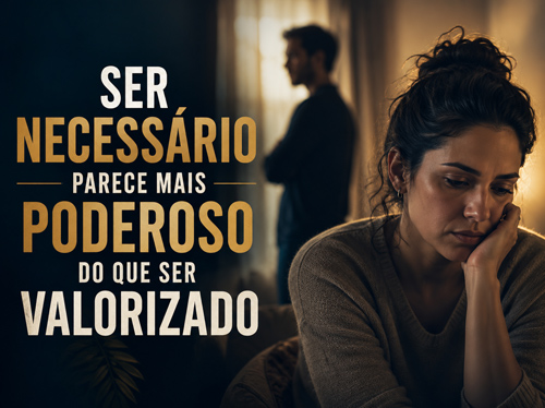 Mulher pensando profundamente, com um homem na porta atrás dela.