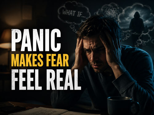 Man in darkness thinking in fear
