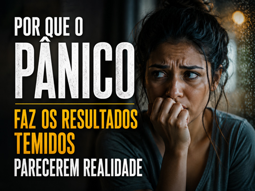 Mulher em pânico com uma janela coberta de chuva atrás dela