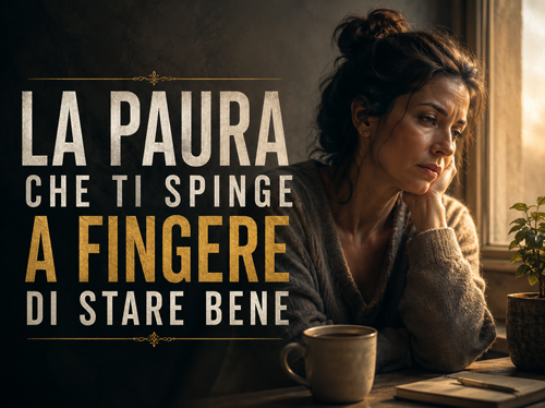 Una donna sofferente seduta accanto a una finestra.