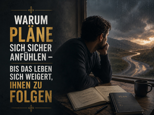Ein Mann steht am Fenster und blickt auf eine Straße, die in den Sonnenuntergang führt.