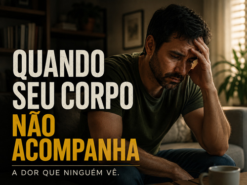 Homem exausto sentado no sofá, envergonhado.