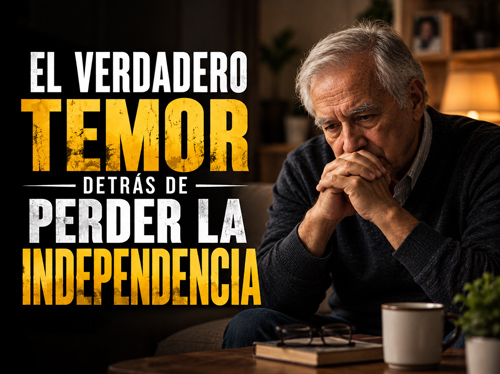 Un hombre mayor reflexiona en la sala de estar.