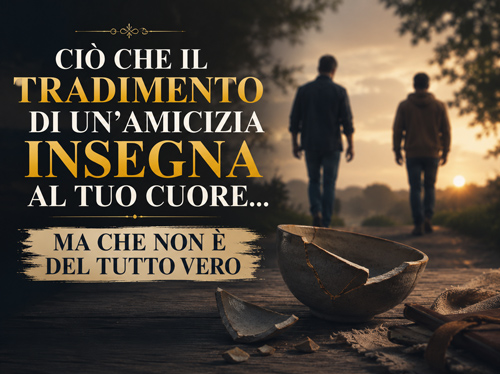 Una ciotola rotta con due uomini che si allontanano sullo sfondo.